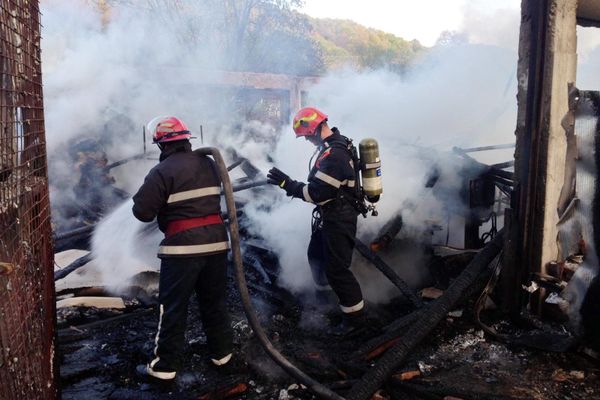 FOTO| Hală de prelucrarea lemnului distrusă de flăcări, la Pucioasa