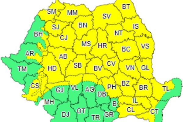Cod galben de grindină și vijelie (și) pentru nordul județului Dâmbovița