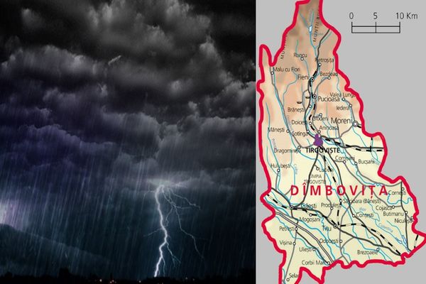Update| COD Galben de Instabilitate atmosferică, ploi și vijelii, pentru două zile și în Dâmbovița