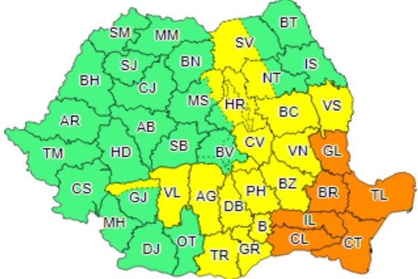 Avertizările meteorologice persistă. Cod galben de furtună și căderi masive de precipitații, în Dâmbovița
