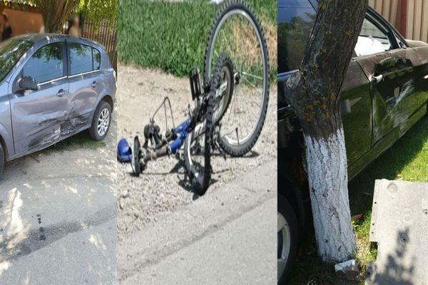 Accident la Butimanu. Un minor, pe bicicletă, a fost acroșat de un autoturism.
