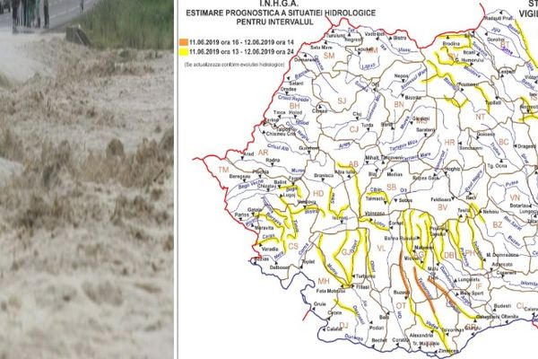 Cod portocaliu de posibile inundații, pentru râurile ce străbat județul Dâmbovița