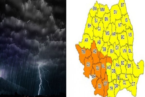 Alertă meteo! Cod Galben pentru zona montană. Din 23 iunie - Codul Portocaliu, posibil și pentru Dâmbovița