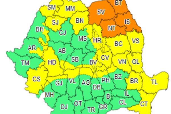 Codul Portocaliu înlocuit de Codul Galben, în nordul județului Dâmbovița