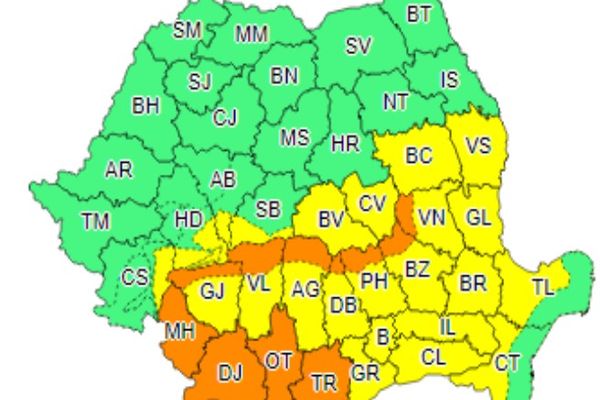 Coduri portocaliu și galben, de ploi, până în 3 iunie, în Dâmbovița