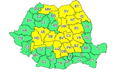 Cod Galben de furtună pentru județul Dâmbovița