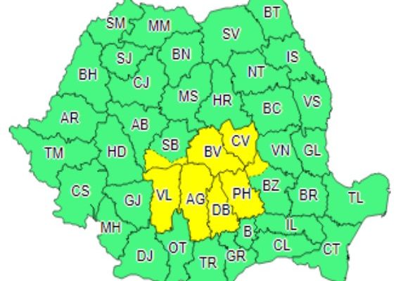 Atenție! Cod Galben de ploi torențiale (și) în Dâmbovița