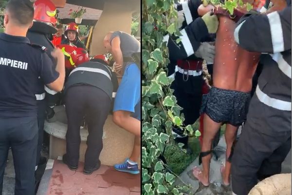 Video| La un pas de tragedie. Un bărbat și un copil salvați de pompieri, după ce au căzut într-o fântână