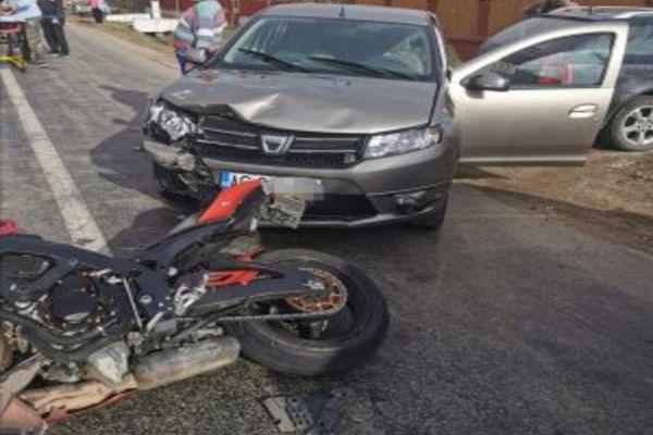 Accident dramatic la Găești, în Dâmbovița. Motociclist transportat în comă, la spital