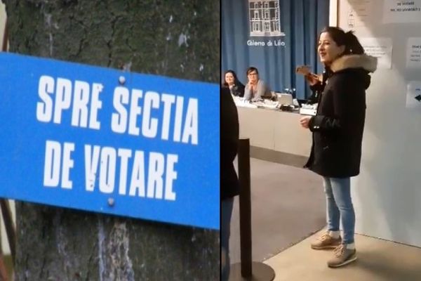 Impresionant! Doi români din Slatina, ce au votat în Spania, cântă o melodie patriotică în secția de vot