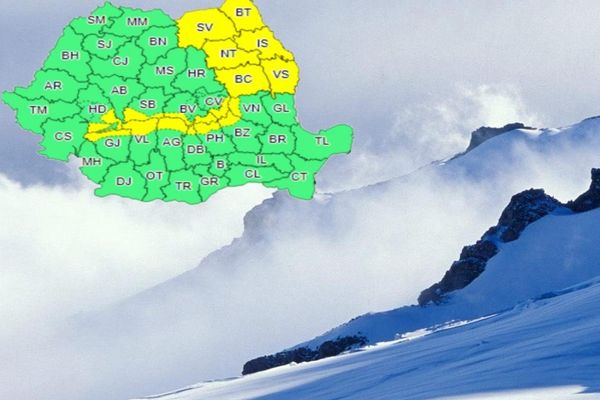 Cod gaben de viscol și zăpadă, în zona de munte, din Carpații Meridionali. Vezi unde ninge, în Dâmbovița