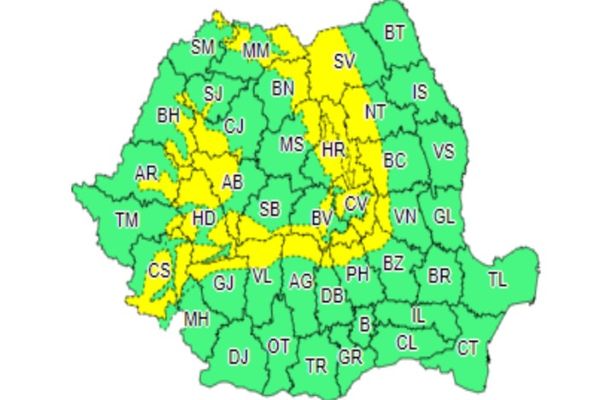 Cod galben de vânt  și ninsoare anunțat de meteorologi. În Dâmbovița doar în zona montană