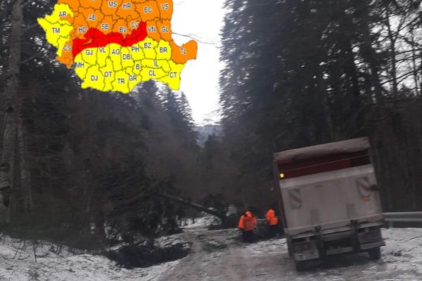 Cod roșu de vânt puternic (24 februarie) și în Dâmbovița, în zona montană. Pericol pe drumurile de munte