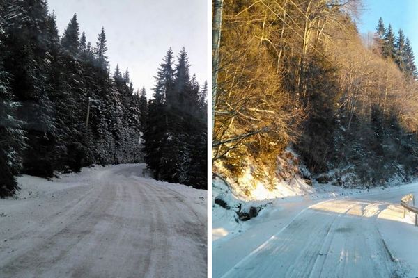 Cum arată drumul de acces, din munte,  către stațiunea Padina-Peștera, după episodul de cod roșu de vânt