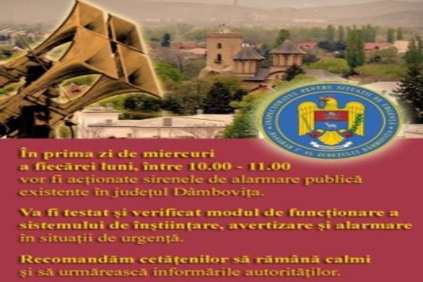 ISU Dâmbovița informează -Nu e niciun motiv de panică. Exercițiul "Miercurea Alarmelor" rămâne doar un...exercițiu