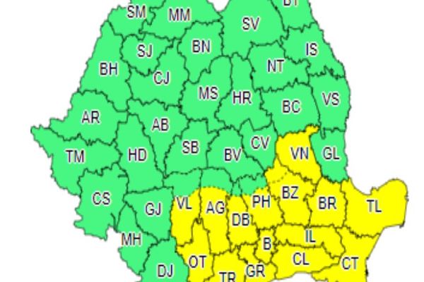 Cod galben de vânt în sud estul țării (5 aprilie). Vântul va sufla și cu 70 km/h