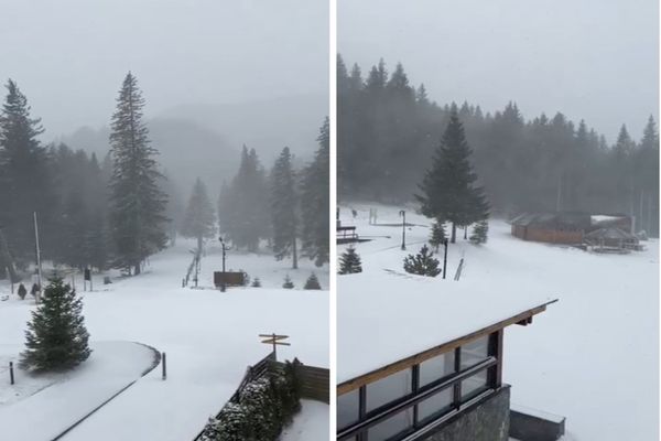 În Bucegi a venit iarna! Zăpadă, viscol si cod portocaliu de vânt, la Padina-Peștera și Vârful Omu