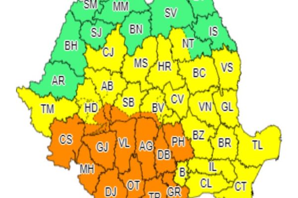 Atenționare meteo! Potop și în Dâmbovița, timp de două zile. Furtuni puternice,în mai multe zone ale țării