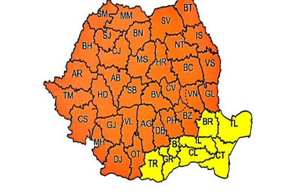 Atenționare meteo! Furtuni și cod portocaliu de precipitații, în aproape toată țara (16 iunie)