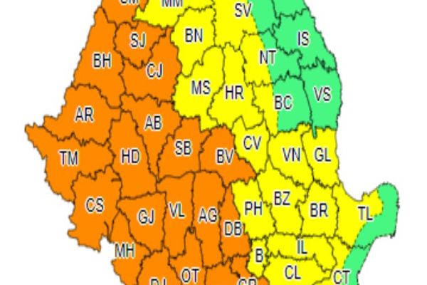 Cod portocaliu de furtună prelungit (și) în Dâmbovița (15-16 iunie)