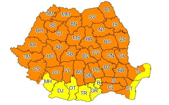 Atenționare meteo! Cod portocaliu de precipitații și furtuni (și) în Dâmbovița (13-14 iunie)