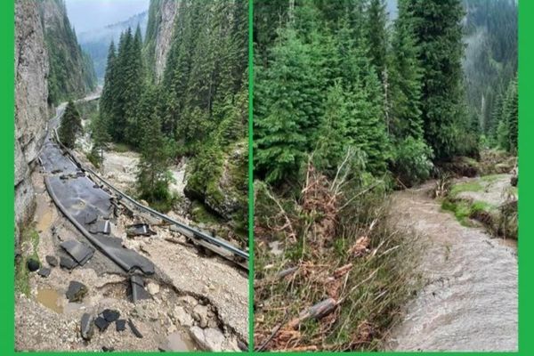 Peștera Ialomicioara și DJ 714, închise după viitura din Bucegi 