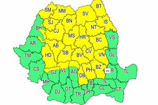 Vezi harta zonelor care vor fi afectate de noul cod galben de ploi și vijelii 