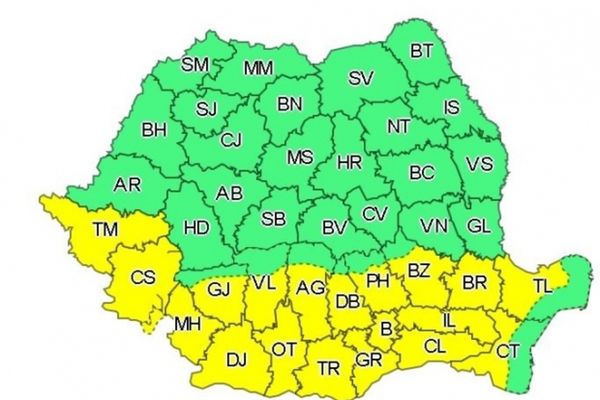 Cod galben de caniculă în 18 judeţe şi Bucureşti, până miercuri