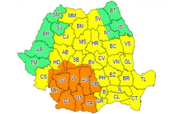 Avertizare meteo! Coduri galbene și portocalii, de ploi torențiale, în Dâmbovița în perioada 28-30 mai