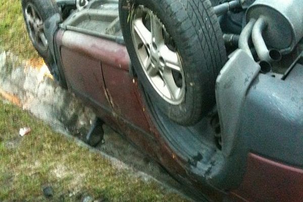 Dâmbovița.  Două persoane s-au răsturnat cu mașina, după ce şoferul a pierdut controlul direcției de deplasare