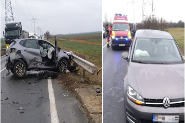 Coliziune între două autoturisme pe DN71 în Dâmbovița. Trei persoane au fost rănite