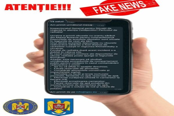 Fake news în numele IGSU. Instituția solicită să nu se dea curs acestor informații
