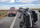 Dâmbovița. Accident violent pe Autostrada A1. Două autoturisme  şi un autocamion implicate. O persoană a fost rănită, iar un autoturism s-a răsturnat